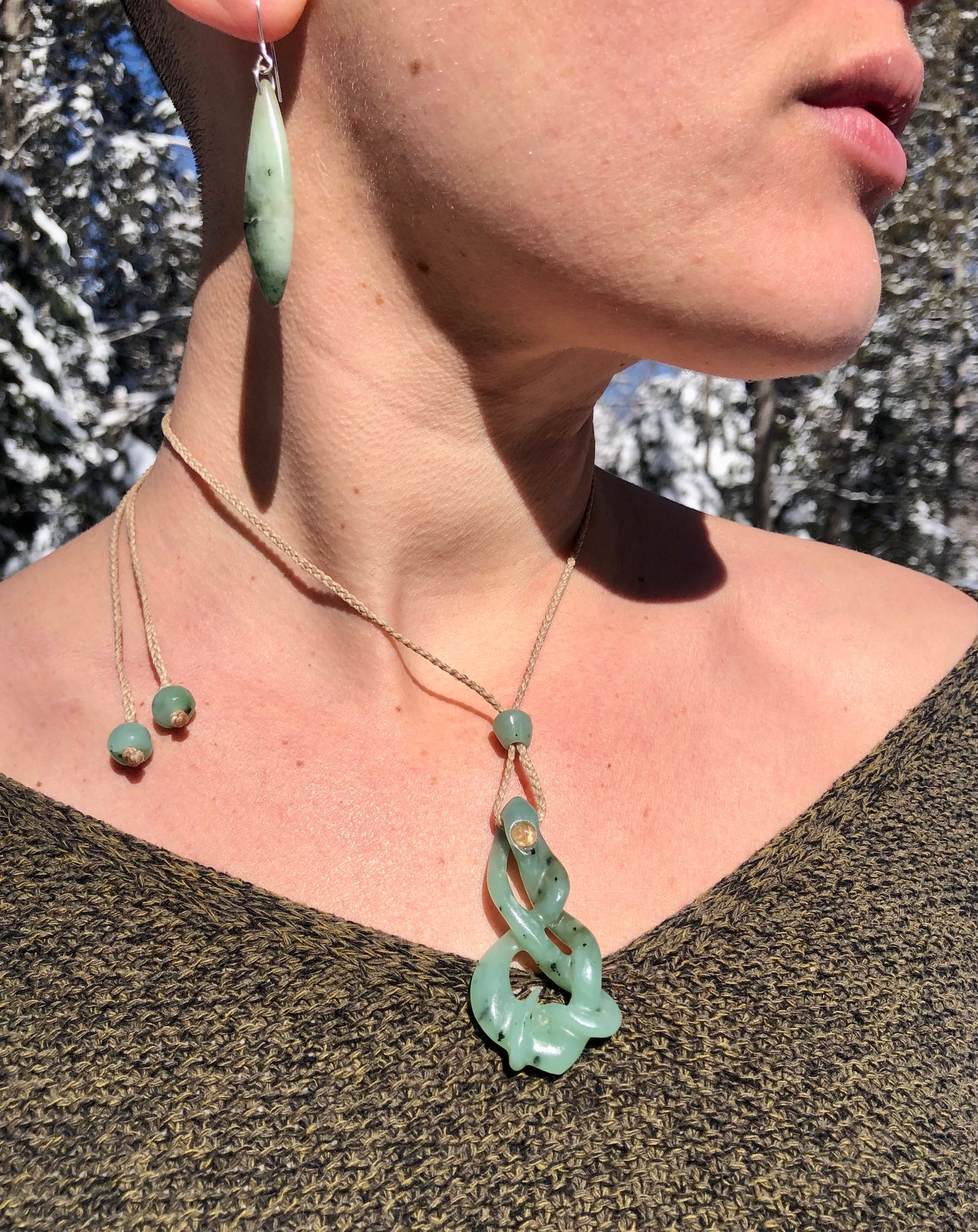 The path. Hessonite garnet and Jade