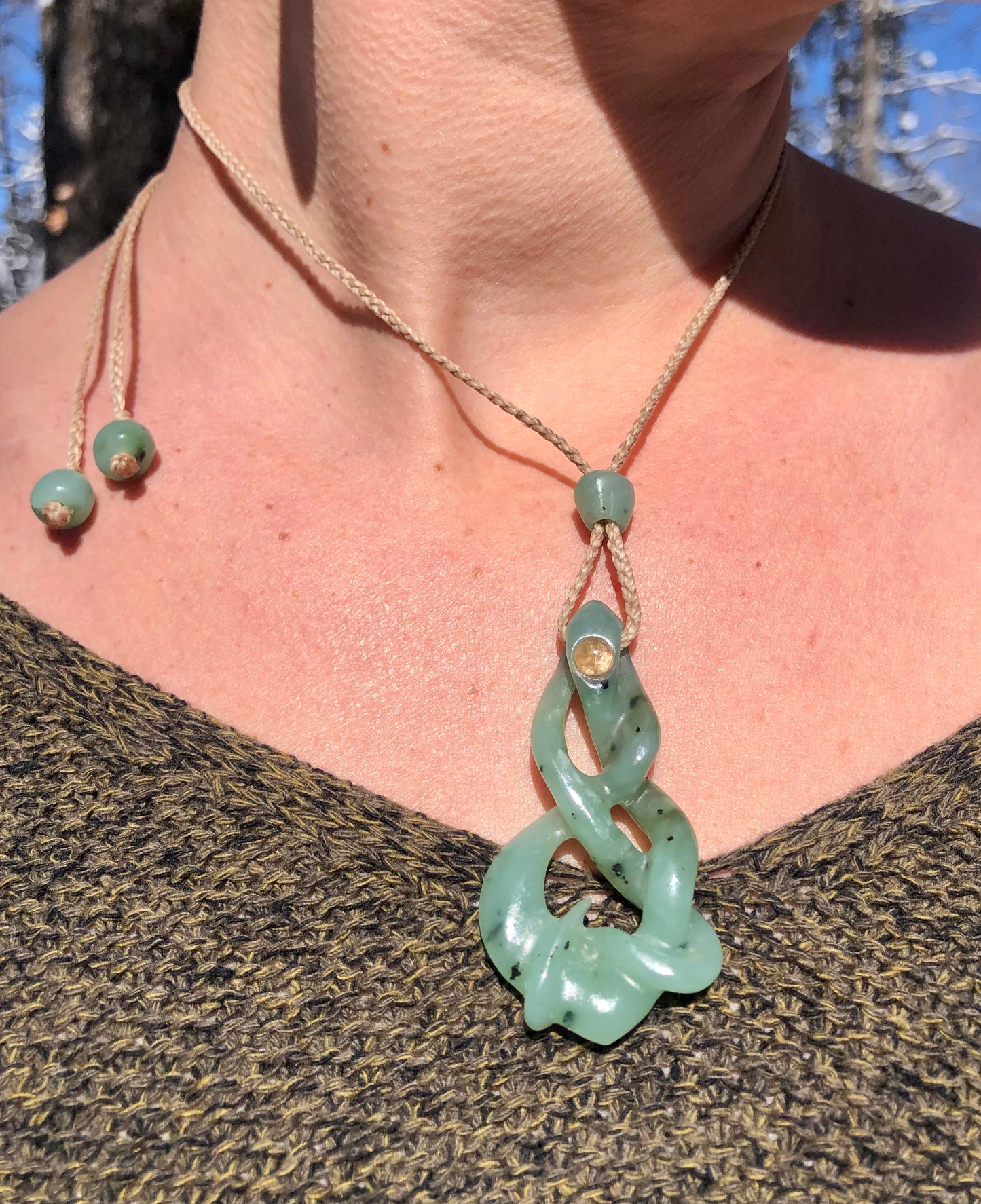 The path. Hessonite garnet and Jade